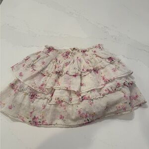 LoveShackFancy Elegant floral Ruffled pink & creamSkirt size 10 LIKE NEW